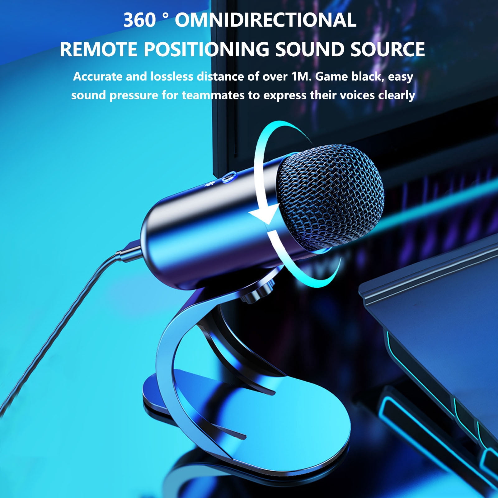 COM1950s USB Condenser Microphone for PC Gaming, Streaming and Podcasting, Plug and Play RGB Mic with Omnidirectional Pickup Pattern, Noise Reduction and Mute Control for Desktop Computer