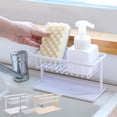 thumbnail image 1 of Organizador de esponjas de doble fregadero con dispensador de jabón - Estantería acrílica ABS para fregadero de cocina para esponjas, brochas y utensilios - blanco, gris o beige, 1 of 7