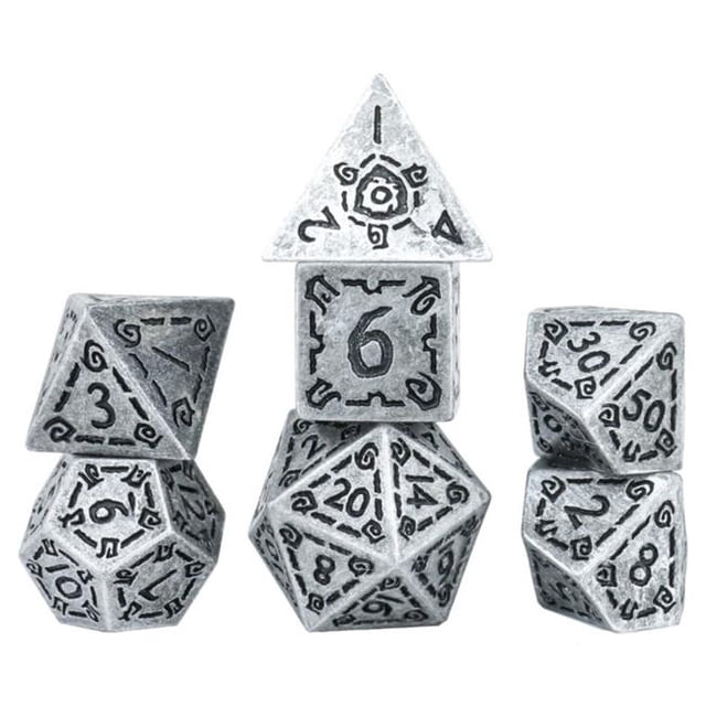Sirius Dice SDZ001702 Illusory Metal Dice, Silver - Set of 7