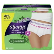 Always Discreet Incontinence Underwear, Max Protection, XL, 26 Ct
