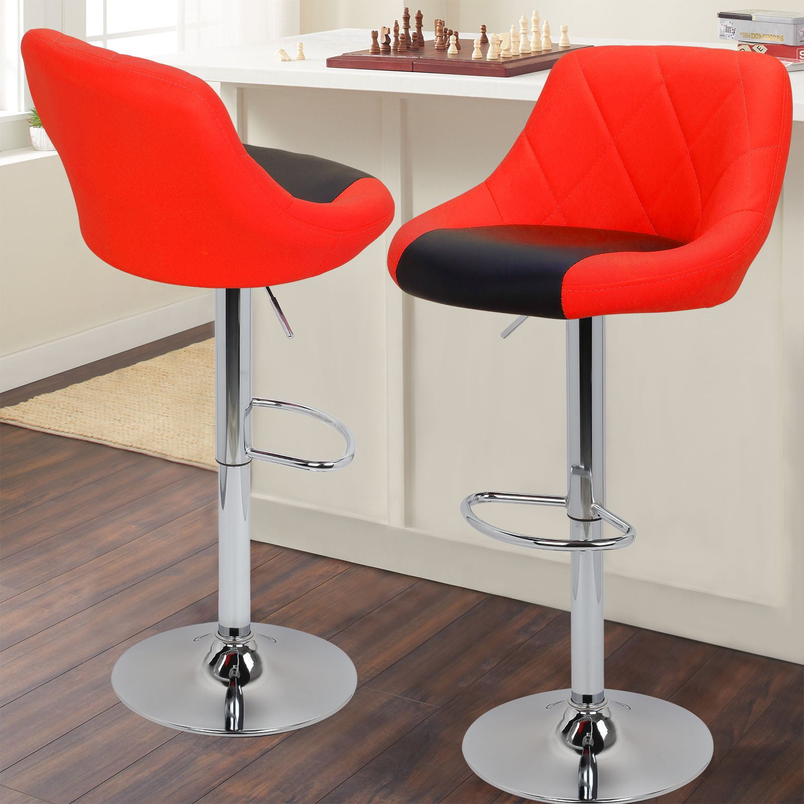 Magshion Bar Stool with 360Degree Swivel, Red, Set of 2