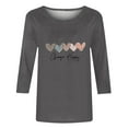 thumbnail image 5 of Penkiiy Women's Valentine's Day Fashion Printed T-shirt 3/4 Sleeves Blouse Round Neck Casual Tops L Gray, 5 of 5