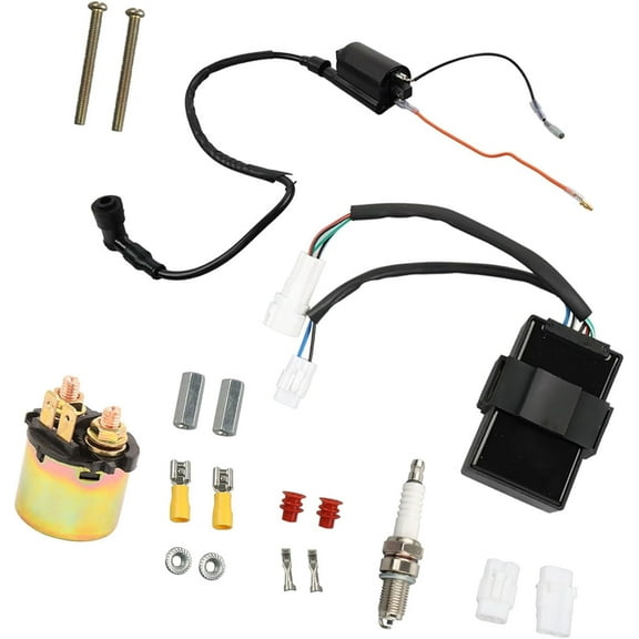 Genrics Ignition CDI Box and Ignition Coil and Starter Solenoid Relay and Spark Plug Replacement for Kawasaki Bayou 300 KLF300 1989-2004