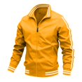 thumbnail image 5 of Yungyresw Striped Jacket Contrast Trim Track Jacket Ribbed Hem Men's Coat Solid Color for Sports Autumn Wear, 5 of 5