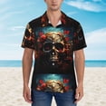 thumbnail image 2 of Pofeuu Artistic Flower Butterfly Skull Print Hawaiian Shirt for Men Sleeves Casual Button Down Summer Beach Dress Shirts T-Shirts,Medium, 2 of 7