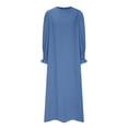 thumbnail image 6 of Sexlip Womens Crew Neck Pocket Loose Longline Kaftan Dress Soft Breathable Modest Casual Daily Dress Blue M, 6 of 6