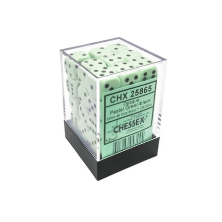Chessex: Opaque Pastel Green/Black 12mm d6 Dice Block (36 Dice)