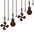 thumbnail image 2 of Ceiling Fan Pull Chain Set, 4 Pieces Bulb and Fan Pattern Pull Chain Extension Fan Pull Chain Pendant 12 Inch Ceiling Fan Chain Extender with Ball Fan Chains Connector (Red Bronze), 2 of 4