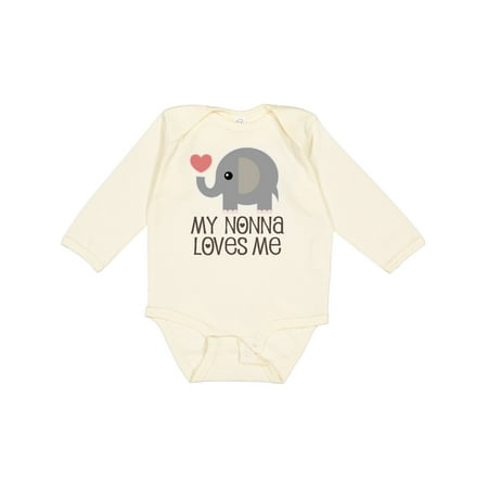 

Inktastic My Nonna Loves Me Baby Boy Girl Elephant Gift Baby Boy or Baby Girl Long Sleeve Bodysuit