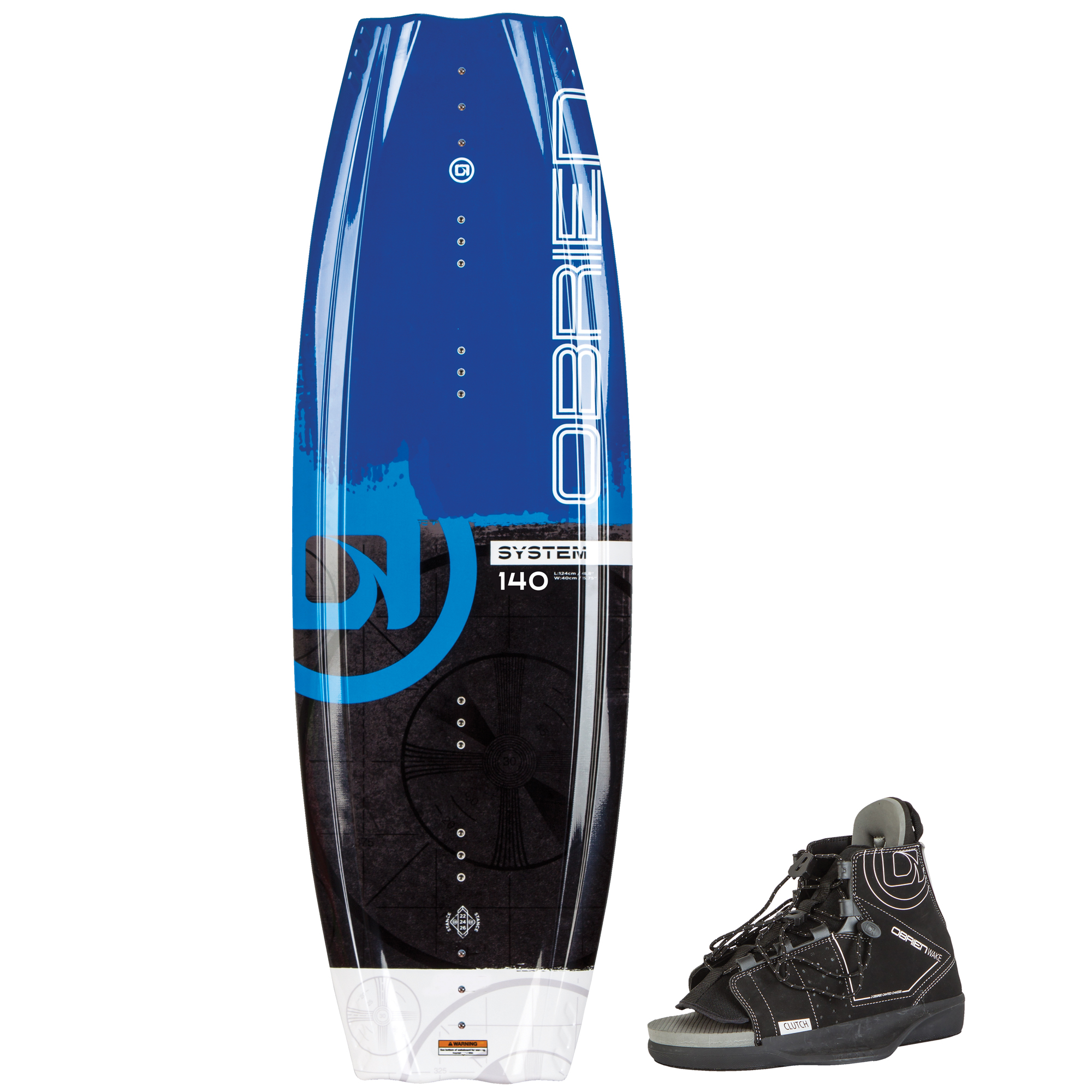 O'Brien System 140 Beginner Wakeboard Package with Clutch 11 to 14 Boot
