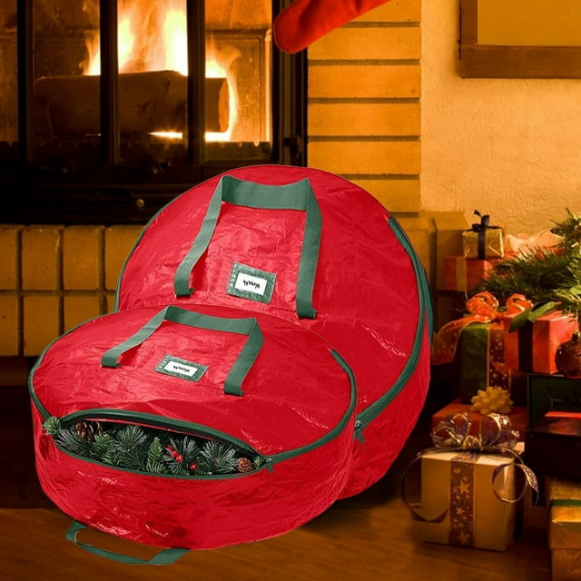 BKER Xmas Wreath Storage Container Protective Organizer Pouch With Drawstring For Preservation And Seasonal Ornament Safekeeping For Xmas Holiday