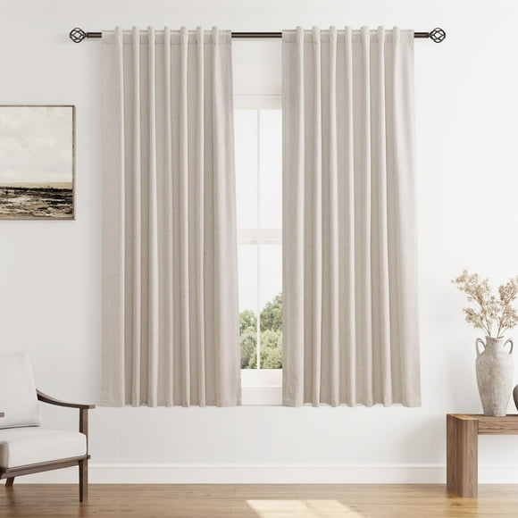 Juego de cortinas Guken Sand Linen Blackout, 160 cm de longitud, 2 paneles