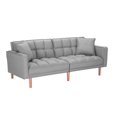 thumbnail image 3 of Convertible Futon Sofa Bed with 2 Pillows, Upholstered Sofa Sleeper with Adjustable Positions, Living Room Sofa Bed Couch with 5 Solid Wood Legs, Twin Size Sofa for Home Office, Light Grey, 3 of 7