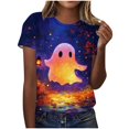 thumbnail image 2 of VKOYWKM Womens Halloween Short Sleeve T-Shirts Ghost Graphic Tees Casual Crew Neck Holiday Tshirts, 2 of 6