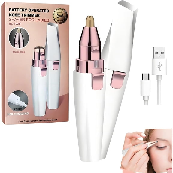 2-in-1 Women's Eyebrow and Facial Hair Removal Device, Rechargeable Painless Facial Hair Remover and Eyebrow Trimmer with LED Light, Gentle on The Skin for Face Eyebrows Lips Peach Fuzz(1pcs)