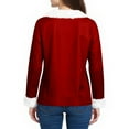 thumbnail image 5 of Long Sleeve Pullover Christmas Tops Womens Loose Long Sleeve V Neck Fur Trim Sweater Tops Wine M, 5 of 7