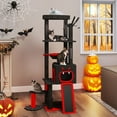 thumbnail image 2 of Uforic 60" Gothic Cat Tree Tower with Coffin Bed, Tall Cat Tower with Top Perch, Condos, Basket, Scratcher, Black Halloween, 2 of 9