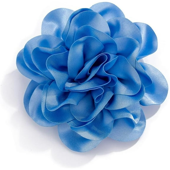 Dainty Satin Fabric Rose Flower Brooches Lapel Pins Extra Large - Camellia Flower Safety Pin for Women - Prom Accessories