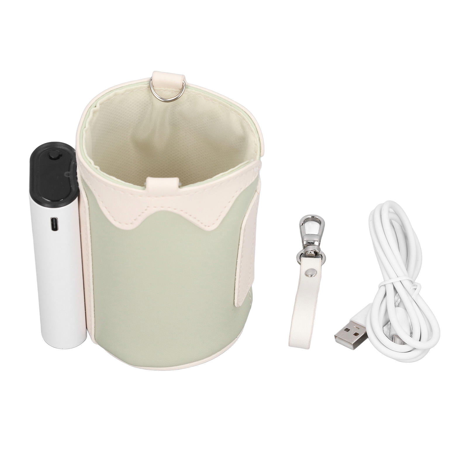 LAZIOEGR Portable 21‑Gear Rechargeable Milk Warmer Bag, Adjustable 40‑60℃, 6400mAh Battery, Universal Bottle Holder, Travel‑Ready Green