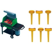2pcs Summer Fun, Fathers Day Cake Topper Kit - Happy Father's Day, Barbecue Grill with Hamburger Hotdog Picks