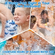 KOPPOP 25ft Double lane Water Slide for Kids & Adults, Heavy Duty Backyard Slip with Sprinkler, 2 Boards - Summer Outdoor Play