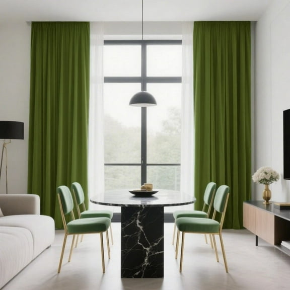 SMILETIME Back Tab Curtains, 2-Panel Set Rod Pocket & Pinch Pleat Design Light-Filtering & Thermal Insulation Ideal for Living Room, Bedroom & Office Windows