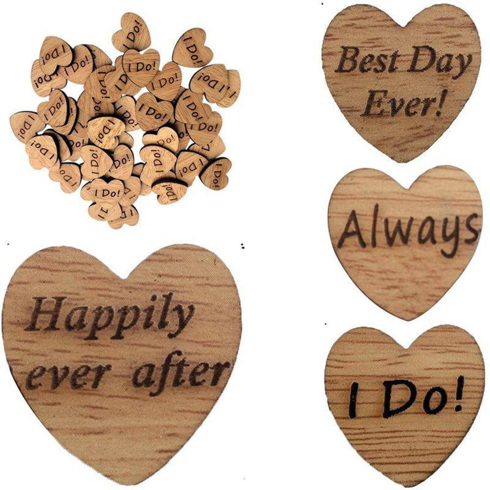 50pcs Rustic Wooden Love Heart Wedding Table Scatter Decoration DIY Wood Crafts 
