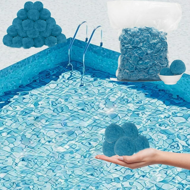 Meitianfacai Boules de Filtre de Piscine, Alternatives au Sable, Réutilisables, Bleu, Remplace le Sable Filtrant, Dure Plusieurs Saisons (Bleu)