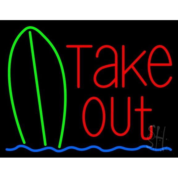 Take Out Bar LED Neon Sign 24 x 31 - inches, Clear Edge Cut Acrylic Backing, with Dimmer - Bright and Premium built indoor LED Neon Sign for Bar decor.