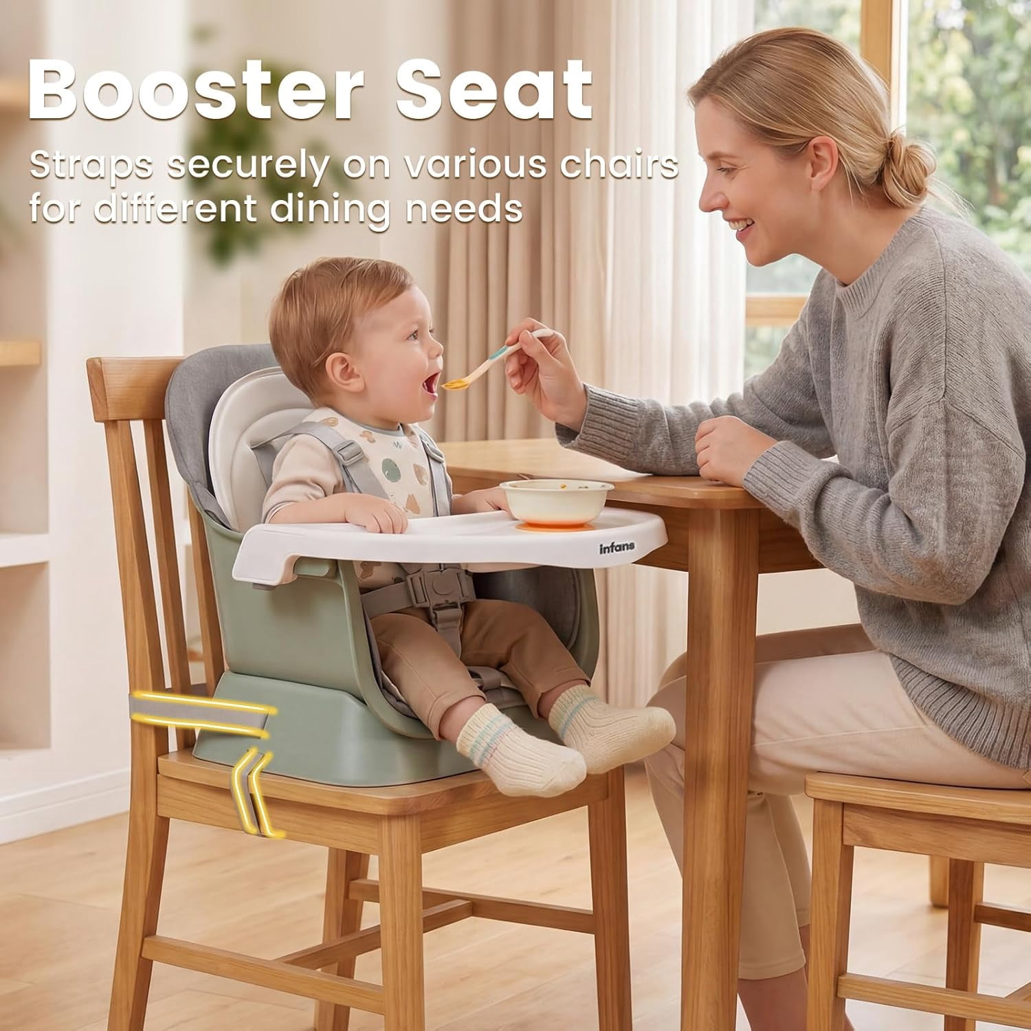 INFANS 8 in 1 Baby High Chair, Convertible Highchair for Babies and Toddlers, Infant Dining Booster Seat, Building Block Table, Kids Stool Table Chair Set with Removable Tray (Grey)