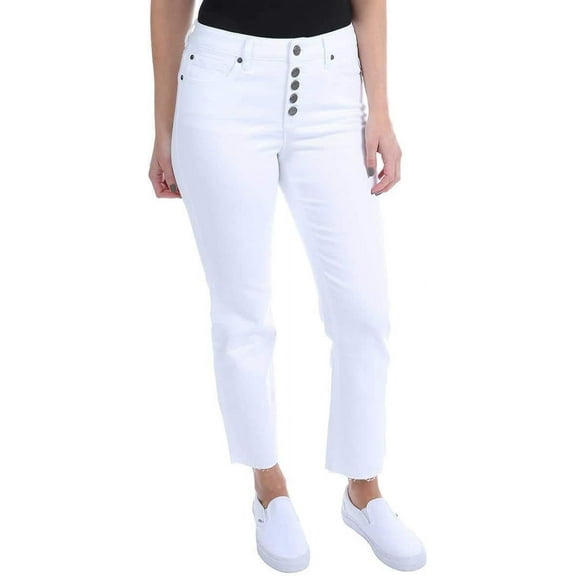 Kenneth Cole Women's Fly High Rise Straight Leg  Stretch Pants (White, 14Wx32L)