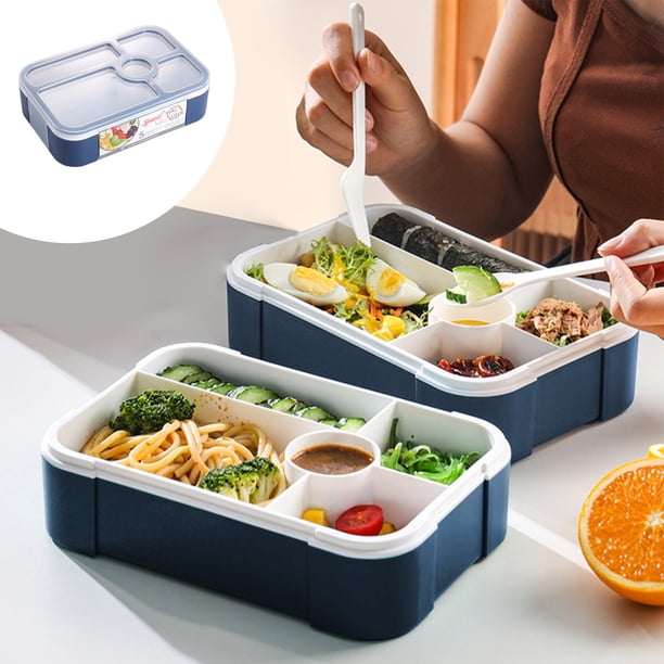 Lonchera Bento Apta para Microondas | Lonchera Japonesa de Gran Capacidad con Compartimentos y Cubiertos | Sellada Herméticamente para Mantener La Frescura | Contenedor Portátil para Comidas para Est