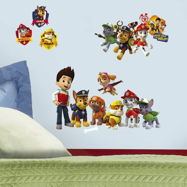 Paw Patrol Wall Decal and Bedroom Window Curtain Bundle
