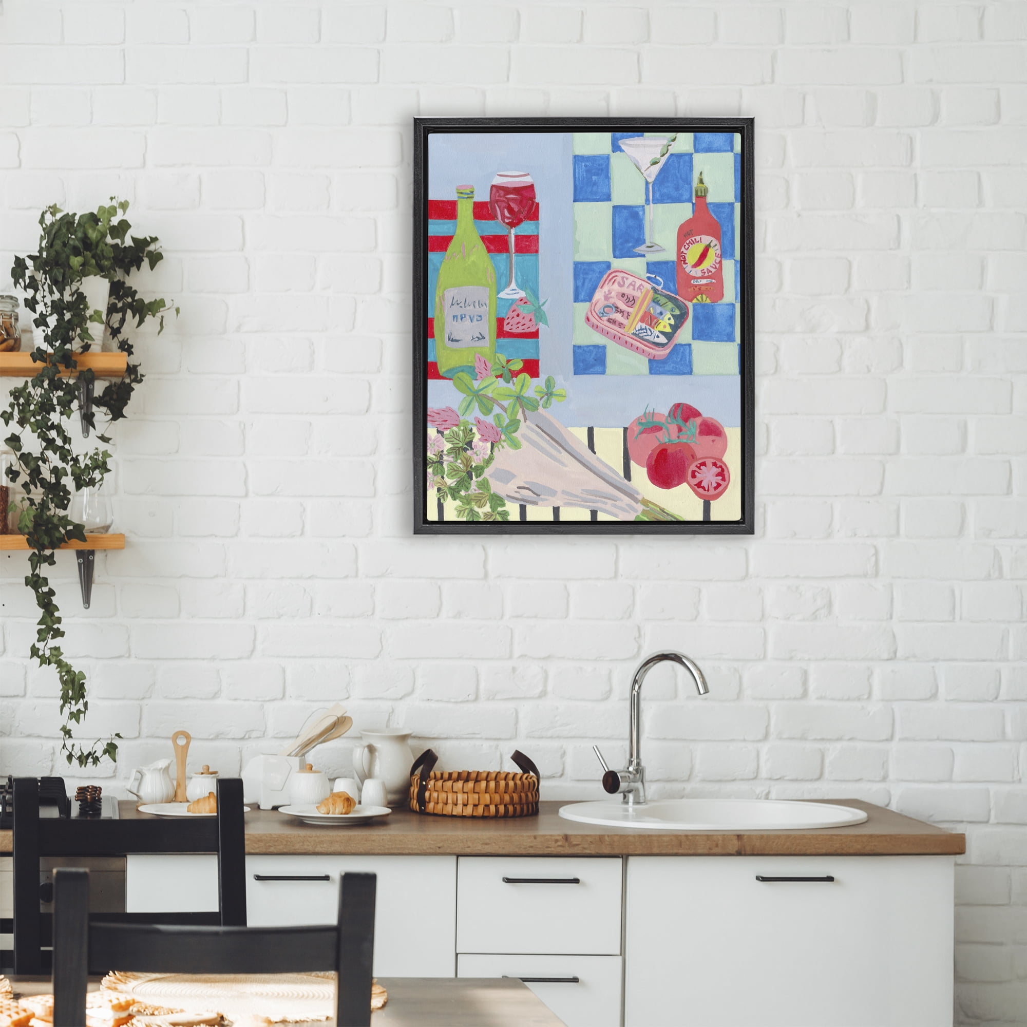 Stupell Industries Saucy Kitchen Secrets Black Framed Floater Canvas Wall Art, design by Melissa Wang