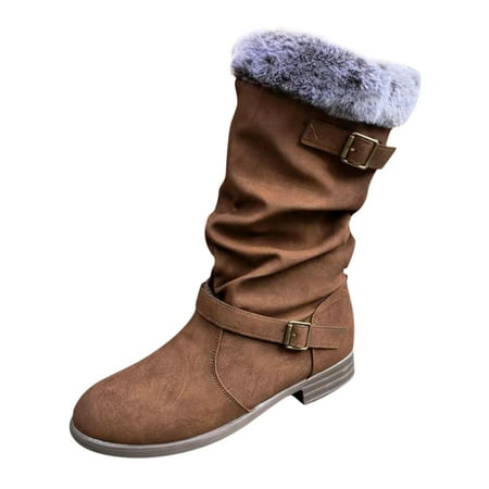 

TAIAOJING Women s Boots Middle Ankle Slipon Thermal Casual Winter Boots Breathable Warm Fashion Low Heels Boots Boots Shoes
