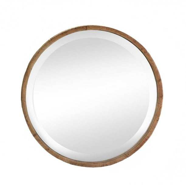 Katarina Round Wood Frame Beveled Accent Wall Mirror Material Details Fir Overall 17 5 H X W 1 75 D Com Katarina Round Wood Frame Beveled, Circular Wood Framed Mirror