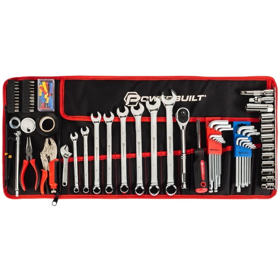 Powerbuilt 102 Piece Motorcycle Tool Kit with Roll Pouch - 643028ECE