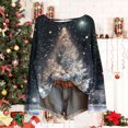 thumbnail image 4 of thefmos Women's Round Neck Christmas Print Knit Pullover Sweater Casual Long Sleeve Top Fashion Fall Winter Outfit, Black L, 4 of 5