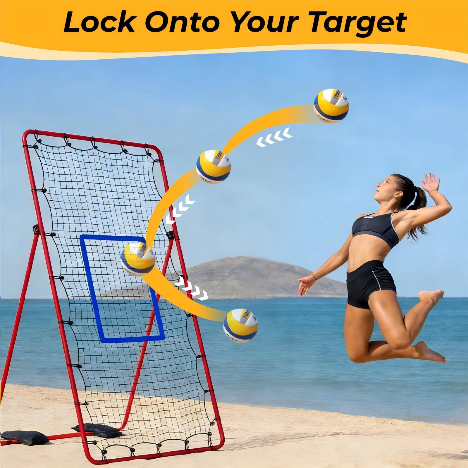 CONCETTA Volleyball Rebounder Net, Adjustable Angle Ball Return Equipment for Indoor Outdoor Use, Durable & Portable with Carry Bag