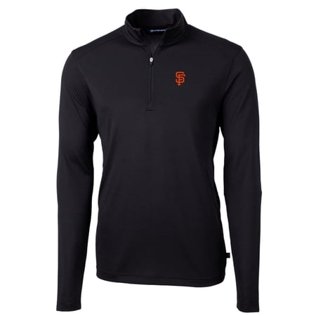 Men s Cutter & Buck Black San Francisco Giants Big & Tall Virtue Eco Pique Quarter-Zip Pullover Jacket