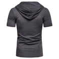 thumbnail image 7 of FRSASU Men's Casual Lace Up T-Shirts Retro V-Neck Hoodie Short Sleeve Outdoor Sports Hooded Pullover Tee Dark Gray, 7 of 7