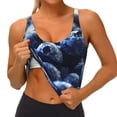 thumbnail image 3 of Daiia Blueberry Printed Women's Sports Bra, Breathable Activewear Bra with U-Back Design and Removable Pads, Comfortable and Supportive for Yoga, Workout-Small, 3 of 8