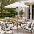 thumbnail image 2 of Round Outdoor Tablecloth with Umbrella Hole and Zipper, Sunflower Leaves Tablecloth with Elastic Waterproof, Bee Spring Retro Farmhouse Patio Table Covers for 45" - 54" Picnic Pool Tables, 2 of 9