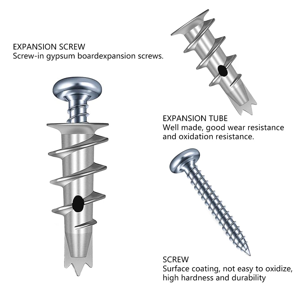 Metal Wall Anchors Set with Screws Versatile Metal Wall Anchors & Screws Simple Installation for Drywall Installation