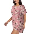 thumbnail image 2 of Wukai Rose Flowers Women's Pajama Set,Short-Sleeve Top and Shorts with Elastic Waistband and Pockets for Loungewear, Yoga, and Casual Wear-Small, 2 of 8