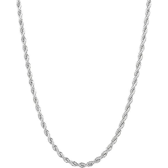 LYH Silver Stainless Steel Rope Chain for Men, 3mm/4mm Mens Rope Twist Chain Necklace, 18-26 Inches