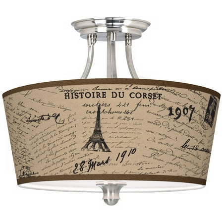 

Giclee Gallery Letters to Paris Linen Tapered Drum 18 Wide Ceiling Light