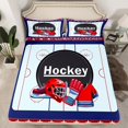 thumbnail image 2 of Homewish Hockey Helmet Twin Sheet Sets,Ball Sport Game Twin Fitted Sheet,Blue Red Flat Sheet For Boys Kids,Super Cozy Room Decor,3 Pieces, 2 of 7