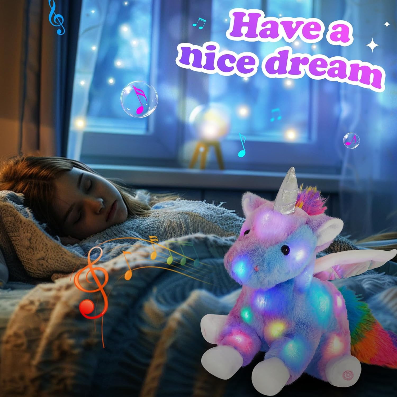 16.5" Unicorn Light Up Musical Unicorn Plush Toy Glowing and Singing Soft Plush Toy Decoration Birthday Gift Christmas Children's Day Gift