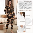 thumbnail image 6 of DISNIMO Owl Pumpkin Printed Fall Pajama Set for Women 2 Piece Lounge Set Soft Comfy Sleepwear with Long Pants V Neck Ladies Loungewear Button Down Nightwear, 6 of 7